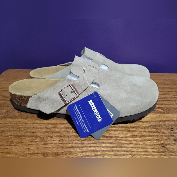 Birkenstock Boston Taupe Suede Cork Clogs Mens 11 (44) Nwob New W Tag - Picture 4 of 8